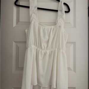 NWT Women's White Textured Tiered Tank Top